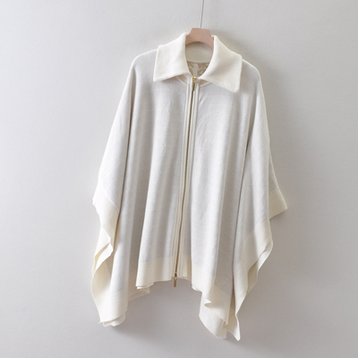 外贸米国单MIC* KO*女装~两面可穿拉链斗篷毛衣 气质蝙蝠针织开衫