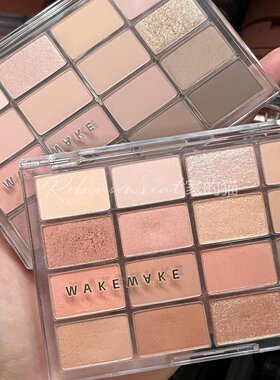 wakemake眼影盘16色珠光哑光粉色