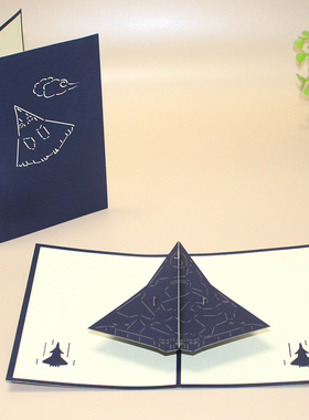 歼36军事航空主题创意礼物国防教育家属慰问信生节日3D立体贺卡片