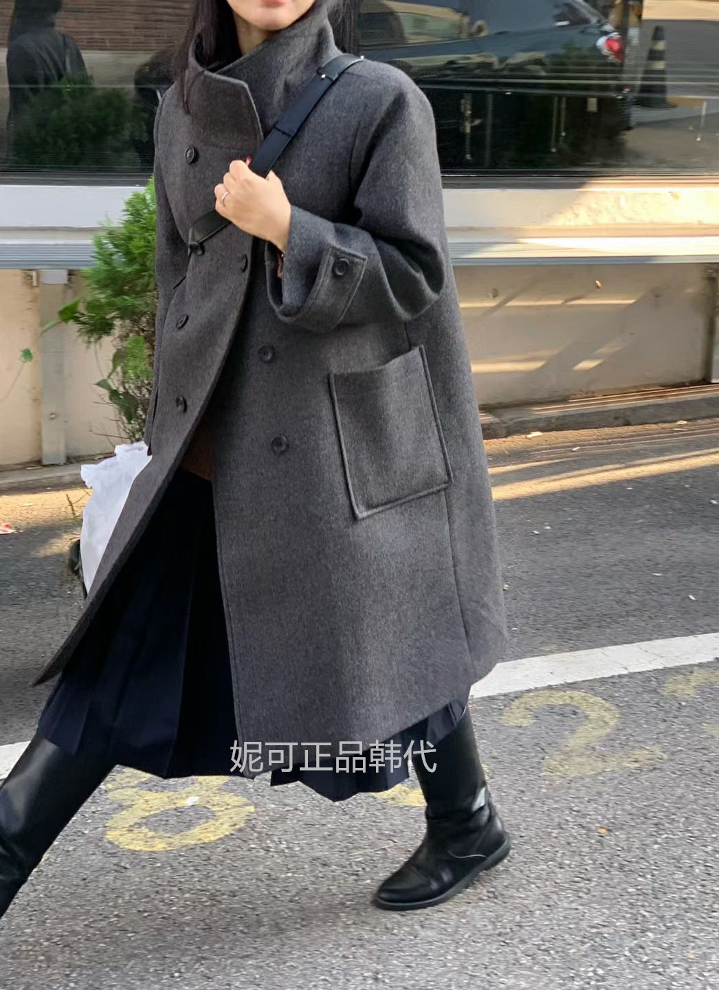 特价现货妮可家包邮韩国东大门代购秋冬复古大气高领双排扣大衣
