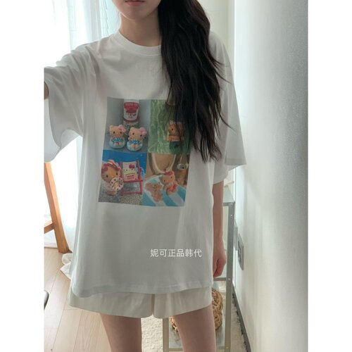 妮可家包邮韩国东大门正品代购夏季新款INS风清凉卡通印花宽松T恤
