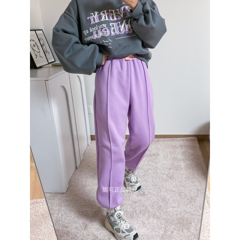 妮可家包邮韩国东大门正品代购秋冬新款保暖高腰标签加绒休闲裤