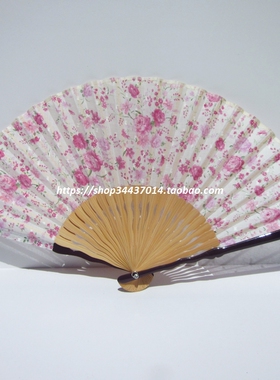 粉色田园花卉 家居饰品 和风工艺扇 折扇 扇子 女士扇