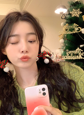 圣诞色蝴蝶结头绳发圈女