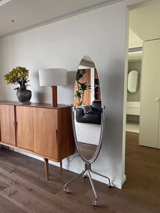 不锈钢可移动全身镜可调节角度穿衣镜家用客厅衣帽间包豪斯落地镜