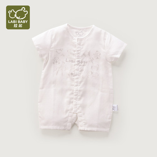 拉比新生婴儿连体衣纱布包屁衣夏