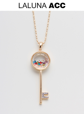 时尚简约水晶香水瓶钥匙金色项链ins冷淡风秋冬高档大气质锁骨链