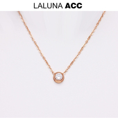 不褪色泡泡项链经典 简约单钻锆石圆钻锁骨链洗澡带颈链叠戴百搭