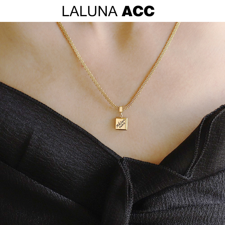 不褪色米兰香水瓶方块项链网红朋克风网编链中长款颈链锁骨链