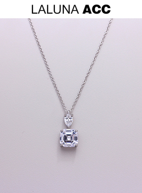 S925银轻奢高级感莫桑石方钻质感项链小众时尚气质百搭锁骨链颈链