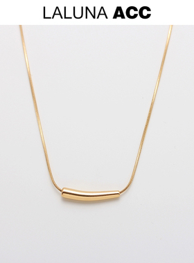 不褪色金色小茄子几何弯曲项链轻奢小众设计高级感锁骨链独特颈链