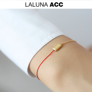 不褪色招财小金砖手工红绳手链女转运本命年ins复古气质百搭手环