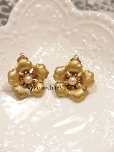 Vintage中古不退换｜Boucher雾金花朵耳夹