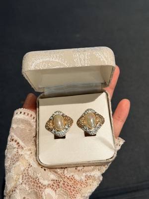 中古不退换｜Roman鎏金双色珍珠耳夹