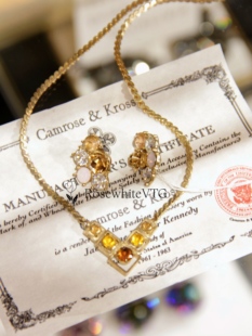 蜜糖V型项链耳钉 中古不退换｜Hobe