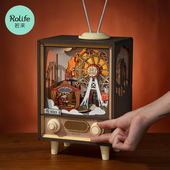 若来日落游乐园八音盒摩天轮旋转木质拼装 音乐盒diy手工礼物女生