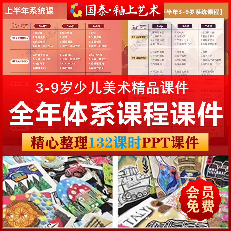 少儿童创意美术课件全年体系PPT教案视频课程绘画机构电子课件