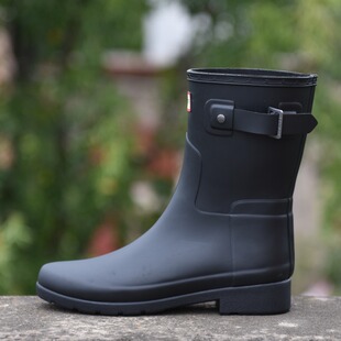 时尚雨鞋女中筒refined slim雨靴胶套鞋腰帮橡胶成人防滑平底英伦