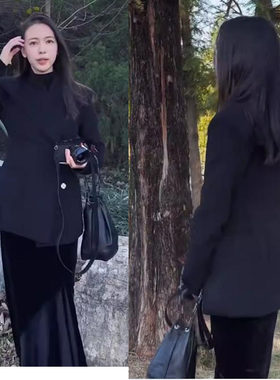 大杨嫂同款赫本风廓形修身西装