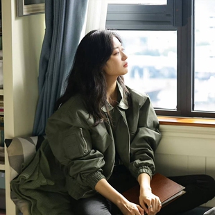 欧购春夏孙千陶姝娜同款军绿色棒球服外套女宽松韩版气质夹克上衣
