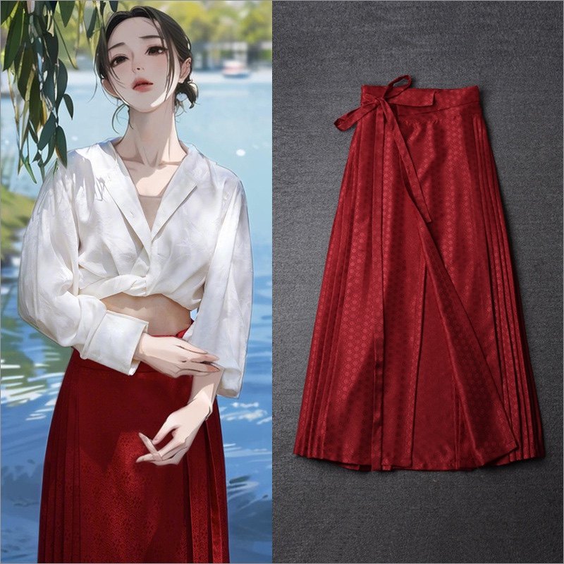 徐娇同款汉服白色短款上衣女夏红色马面裙中国风百迭裙套装半身裙,女装/女士精品,半身裙,淘宝优惠券,粉丝福利购,淘宝优惠卷