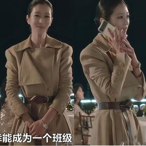 徐睿知同款垫肩呢子风衣外套气质