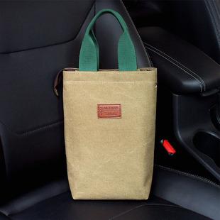 简约帆布手提水杯袋上班外出百搭斜挎水壶包保温杯雨伞通用收纳袋