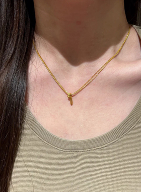 S925纯银拉丝水滴跑环项链春夏秋冬搭配高颜值复古气质锁骨链