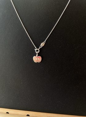 S925纯银苹果切片吊坠项链锁骨链时尚简约饰品圣诞节平安果小众