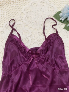 性感吊带睡裙女夏季 蚕丝开叉超短睡裙情调纯欲风少女显瘦睡衣新款