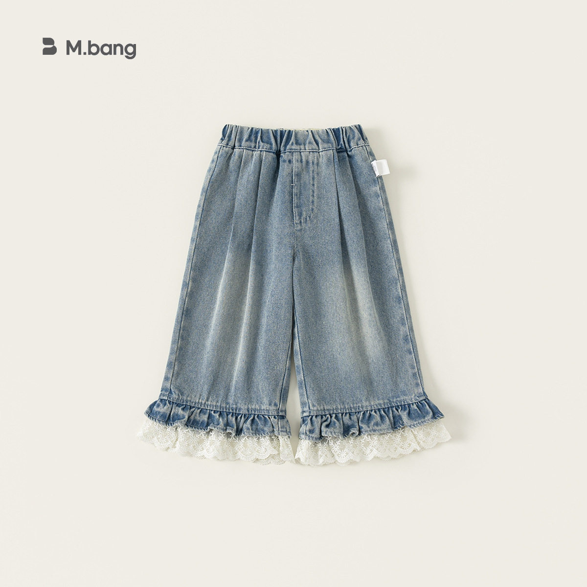 喵小姐邦选童装儿童牛仔裤花边拼接女童裤子春季新品百搭中小童直,童装/婴儿装/亲子装,儿童牛仔裤,淘宝优惠券,粉丝福利购,淘宝优惠卷