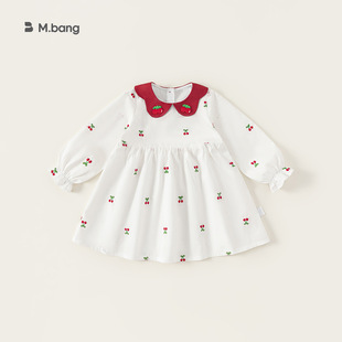 喵小姐邦选湖州织里童装儿童连衣裙可爱花瓣领女孩子长袖裙子春季