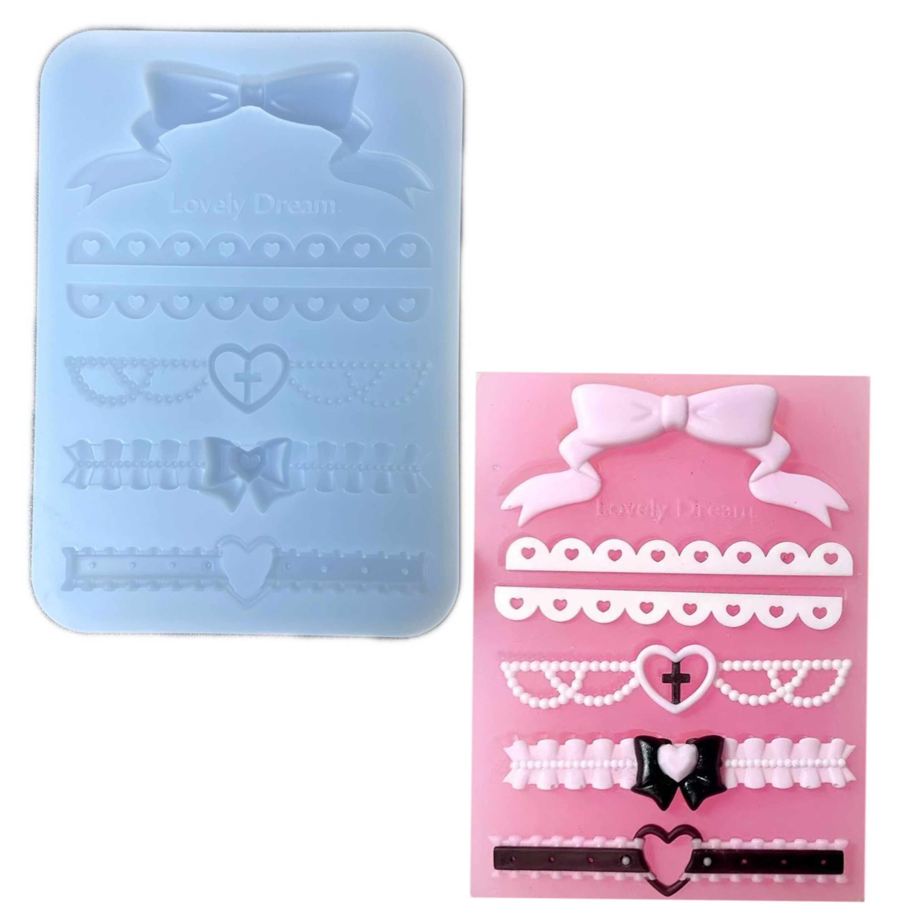 DIY手工蝴蝶结蕾丝模具ab树脂uv水晶滴胶钥匙扣迷你挂件硅胶模具