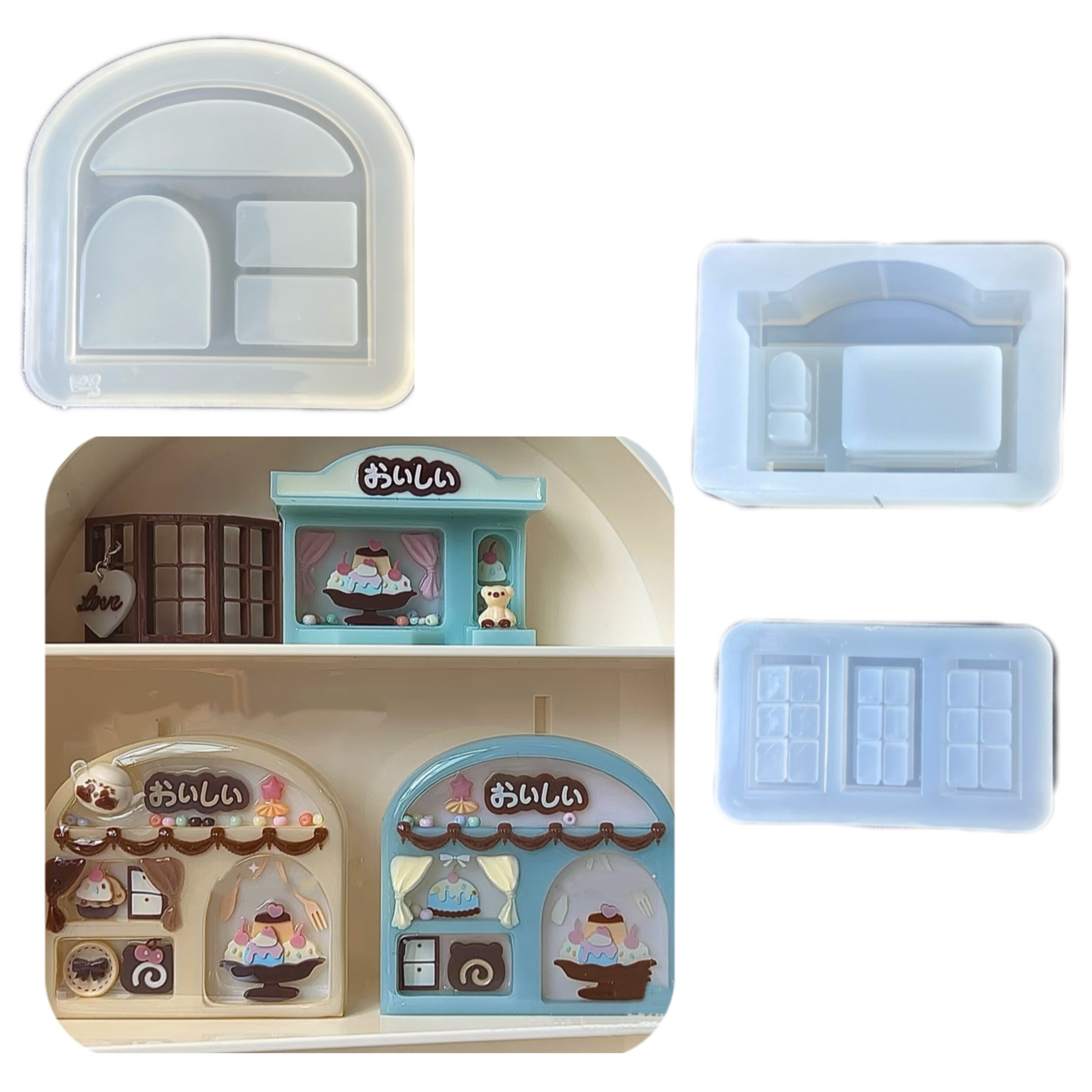 DIY手工甜品铺子模具ab树脂uv水晶滴胶钥匙扣迷你挂件硅胶模具