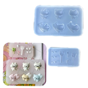DIY手工甜品猫配件模具树脂uv水晶滴胶钥匙扣迷你挂件硅胶模具