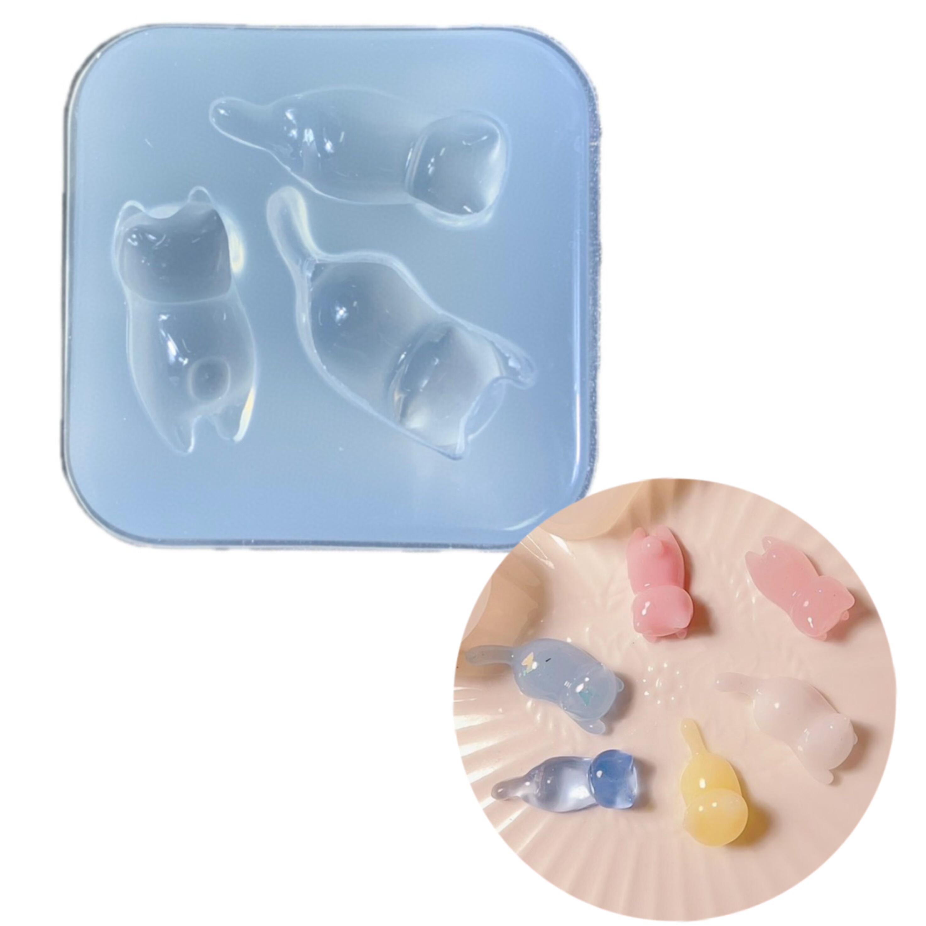 DIY手工立体猫模具ab树脂uv水晶滴胶钥匙扣迷你挂件硅胶模具