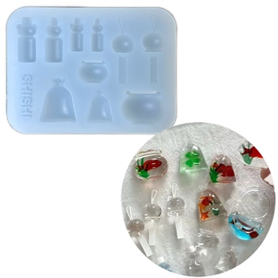 DIY手工2.5D金鱼袋模具ab树脂uv水晶滴胶钥匙扣迷你挂件硅胶模具