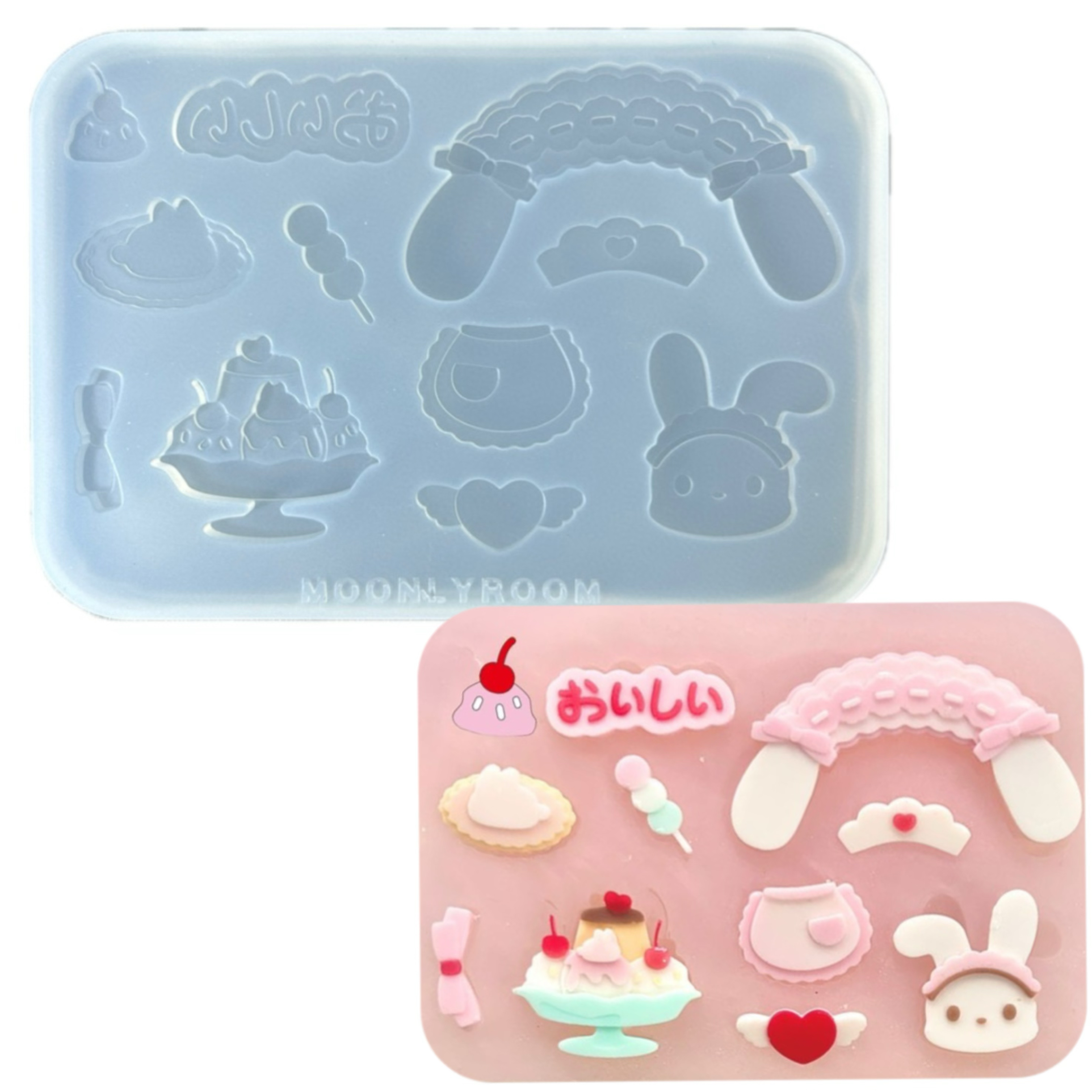 DIY手工兔子女仆配件模具树脂uv水晶滴胶钥匙扣迷你挂件硅胶模具