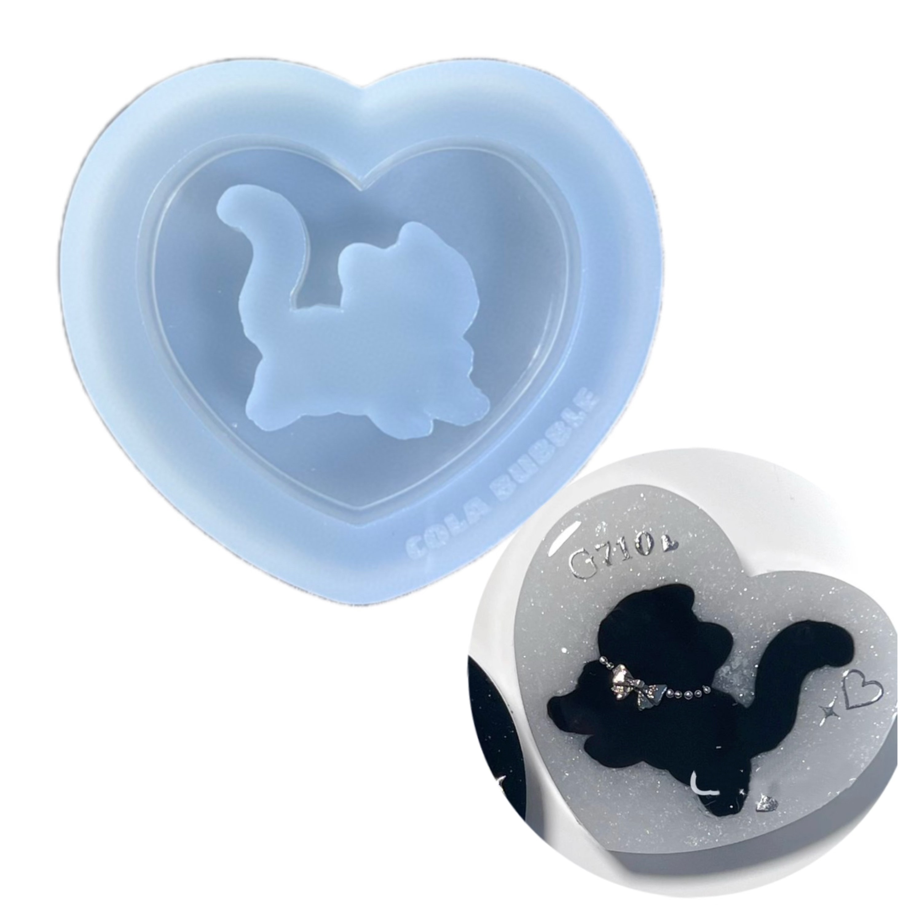 DIY手工爱心猫咪模具ab树脂uv水晶滴胶钥匙扣迷你挂件硅胶模具