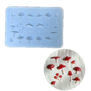 DIY手工蘑菇配件模具ab树脂uv水晶滴胶钥匙扣迷你挂件硅胶模具