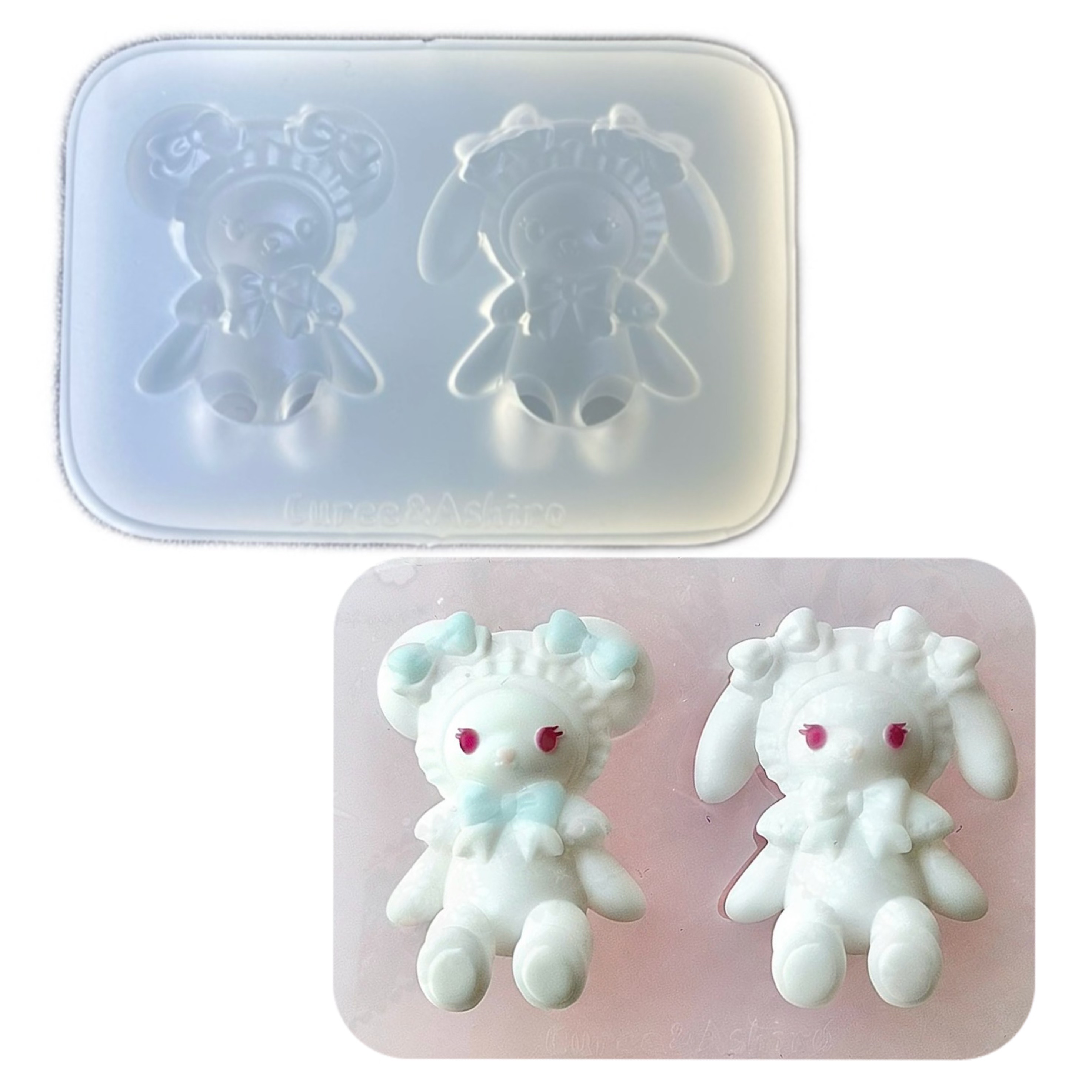 DIY手工兔熊全身版模具树脂uv水晶滴胶钥匙扣迷你挂件硅胶模具