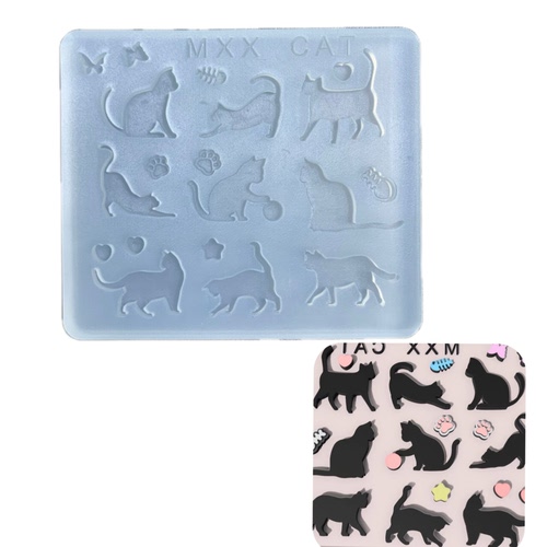 DIY手工猫猫配件模具ab树脂uv水晶滴胶钥匙扣迷你挂件硅胶模具