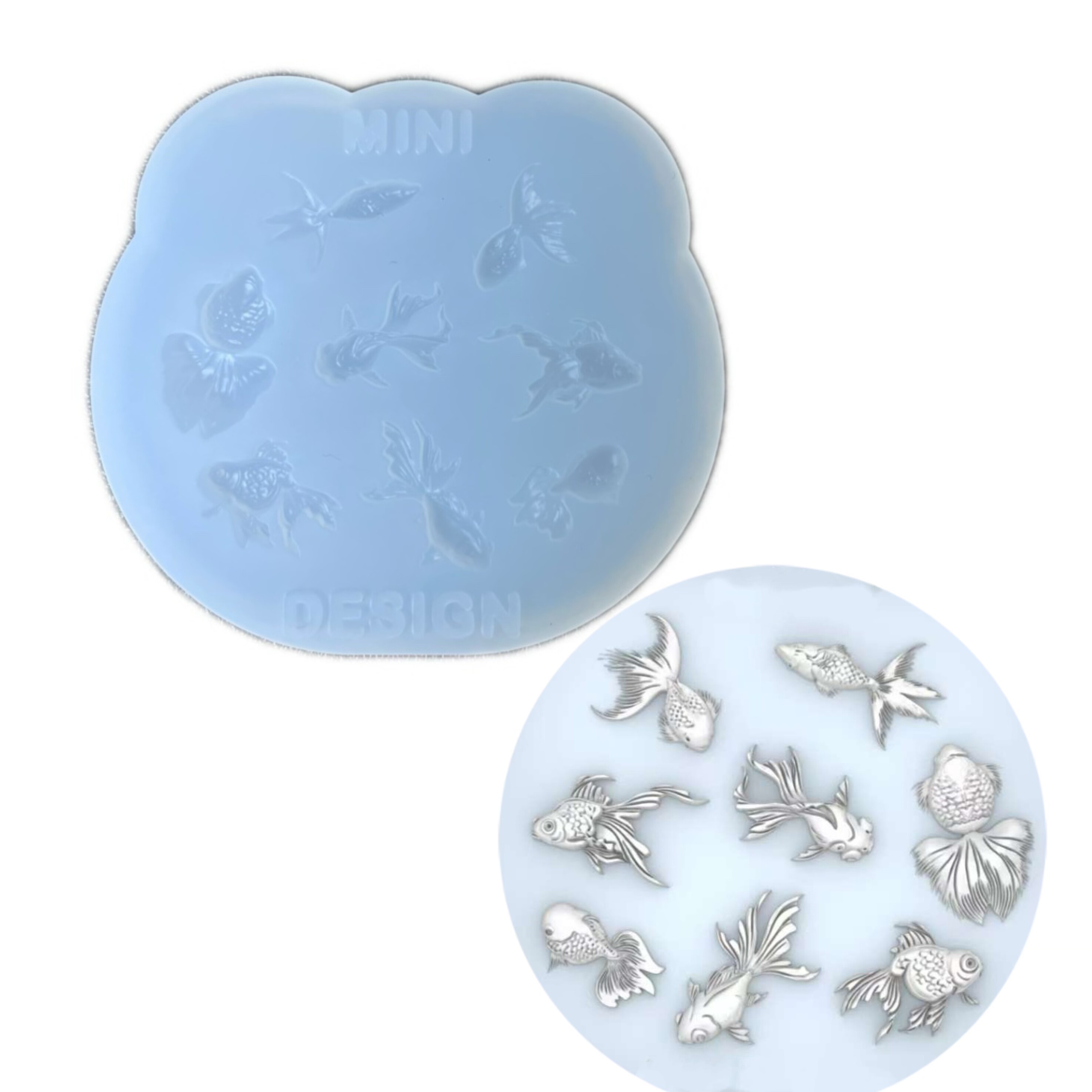 DIY手工金鱼模具ab树脂uv水晶滴胶钥匙扣迷你挂件硅胶模具