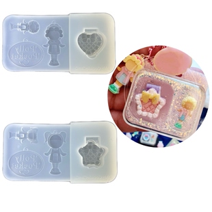 DIY手工小人挂牌树脂uv水晶滴胶钥匙扣迷你挂件硅胶模具