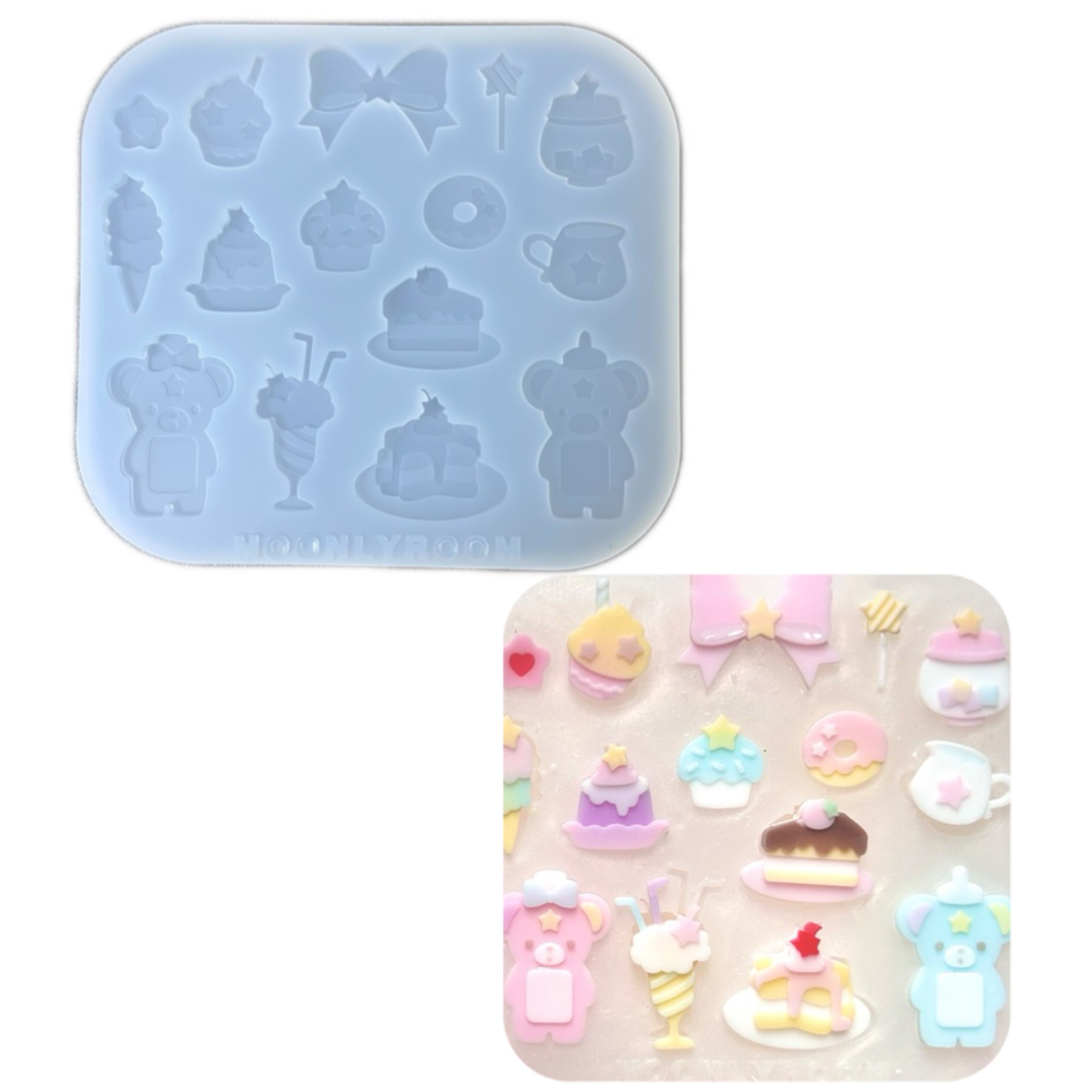 DIY手工冰淇淋配件模具ab树脂uv水晶滴胶钥匙扣迷你挂件硅胶模具