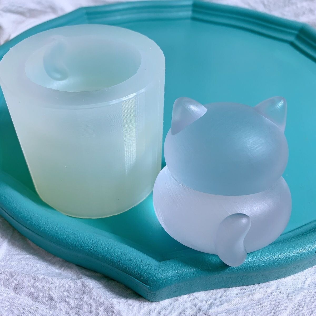肥嘟嘟猫咪捏捏硅胶模具食品级1:1DIY香薰蜡烛 肥皂石膏