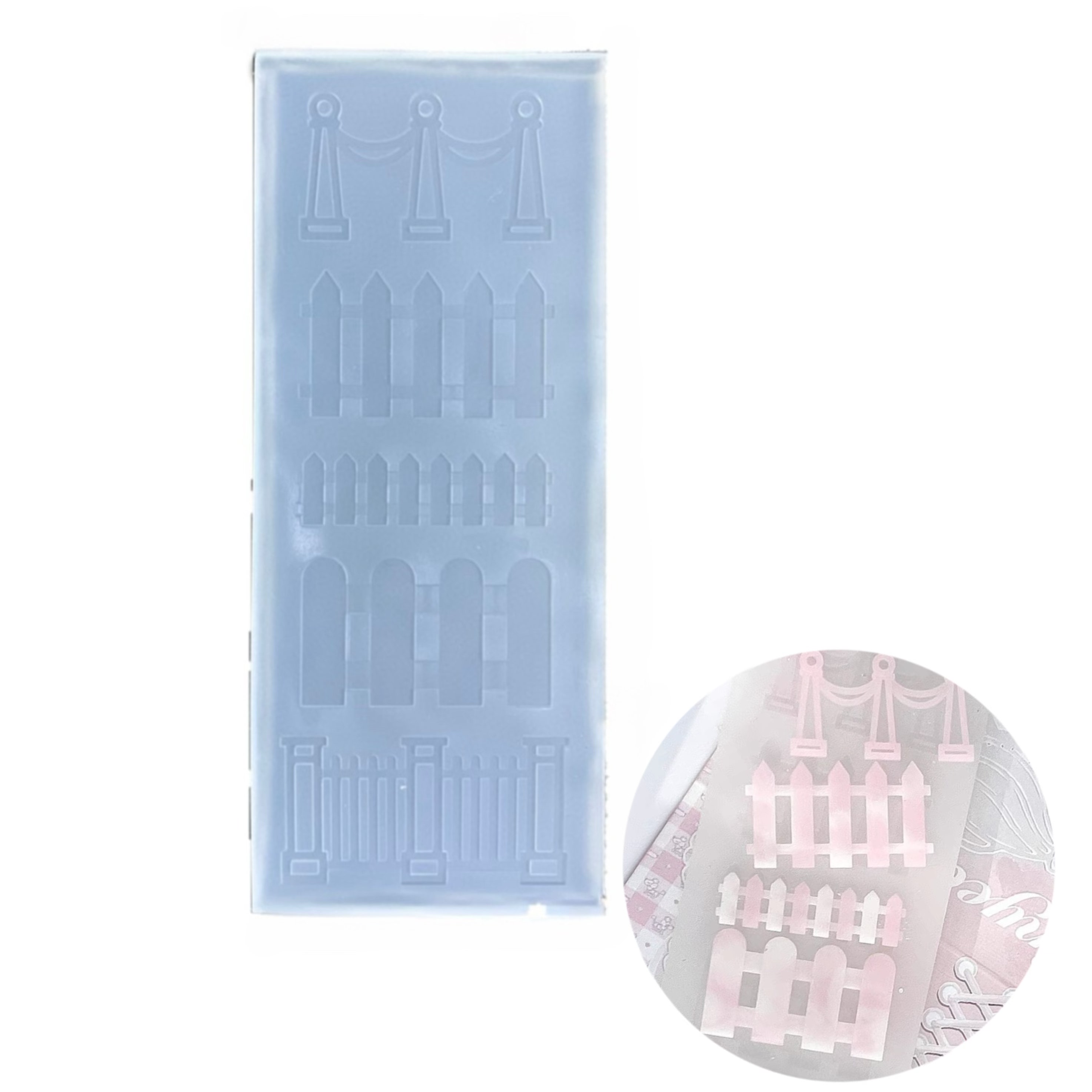 DIY手工栅栏配件模具ab树脂uv水晶滴胶钥匙扣迷你挂件硅胶模具