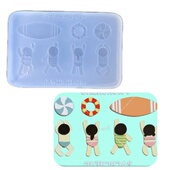 DIY手工游泳小人配件模具树脂uv水晶滴胶钥匙扣迷你挂件硅胶模具