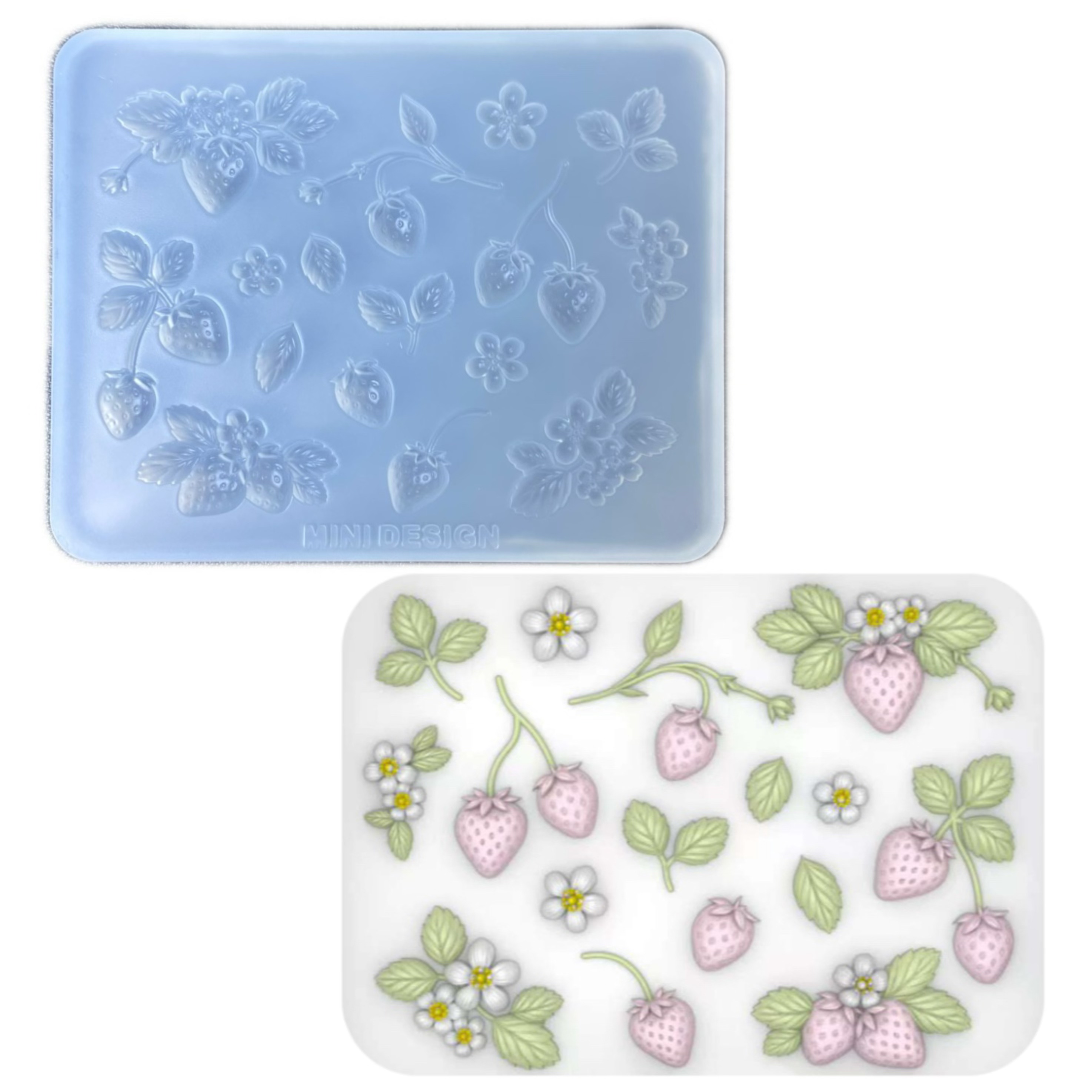 DIY手工2.5D草莓模具树脂uv水晶滴胶钥匙扣迷你挂件硅胶模具