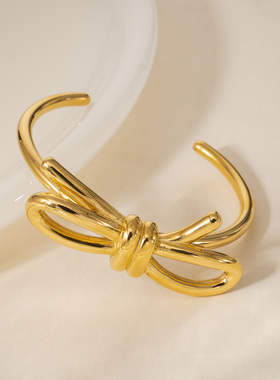 DASEIN ACC欧美时髦小众设计简约ins博主款防水蝴蝶结开口手镯